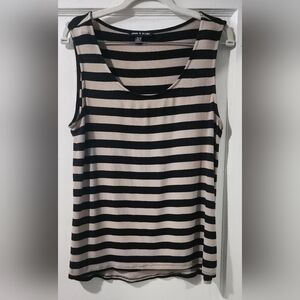 🪷Cable & Gauge Black and Beige Striped Tank Top